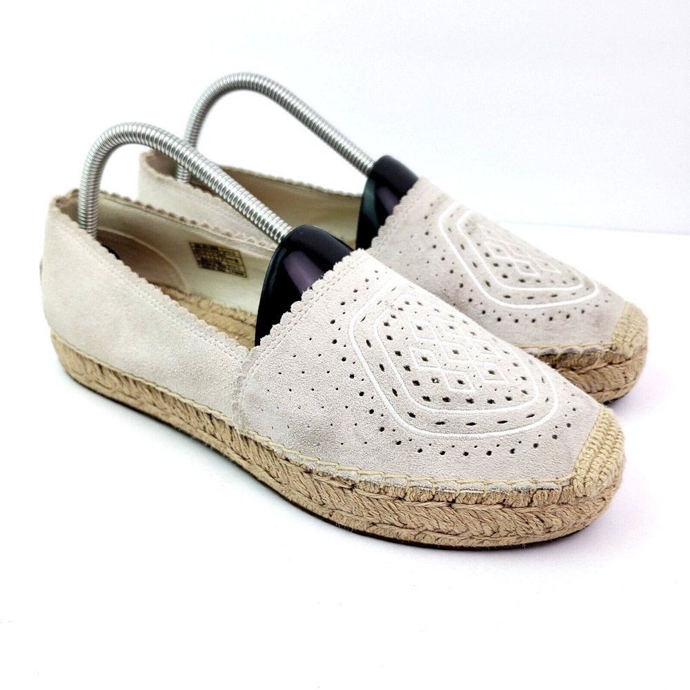 UGG Heidi Jasmine Perf Womens Size 10 Beige Suede Slip On Espadrille Loafer Shoe